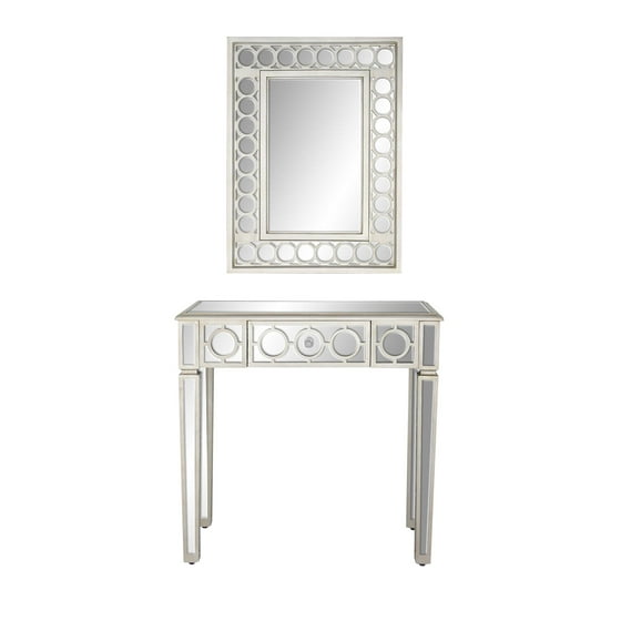 Decmode Modern 2-Piece Wood and Glass Wall Mirror and Console Table ... Decmode Modern 2-Piece Wood and Glass Wall Mirror and Console Table ...
