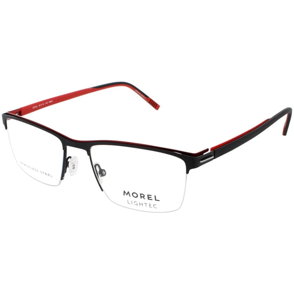 Morel 30310L NR04 Men's Black/Red Metal Half Rim Frame Eyeglasses