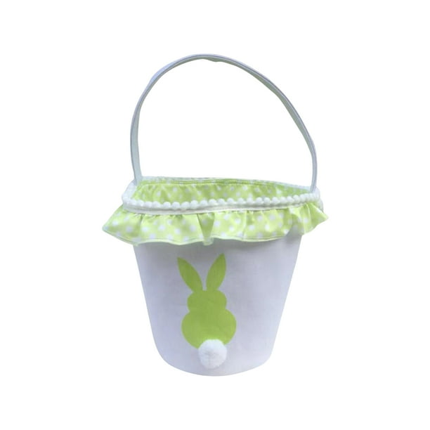 Wosthever Bolsa de conejito de gran capacidad, cesta de Pascua resistente al desgaste, cubos de vacaciones presentes, patrones surtidos, bolsas Almacenamiento y organización del hogar encaje verde