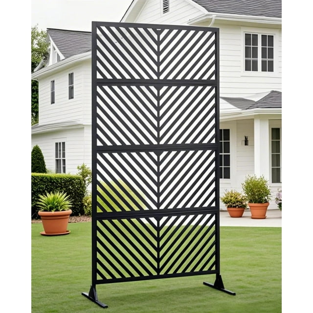 QinaQin 72 x 40 Inch Metal Privacy Screen, Freestanding Rust Resistant Decorative Fence Panel for Outdoor Patio Use