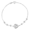 thumbnail image 1 of Pulsera De Plata 925 Con Corazon Y Bola Diamantada 18 Cm Color Plateado Diámetro 6 Cm Largo 18.5 Cm, 1 of 4
