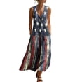 thumbnail image 2 of QUNYINEY Summer Sundresses for Women Sleeveless Independence Day Long Cotton Linen Tank Dress V-Neck Patriotic Beach Loose Fit Dresses, 2 of 8