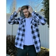 thumbnail image 4 of COOFANDY Men's Plaid Hooded Hipster Hoodies Long Sleeve Fleece Shirts Drawstring Jacket, 4 of 7