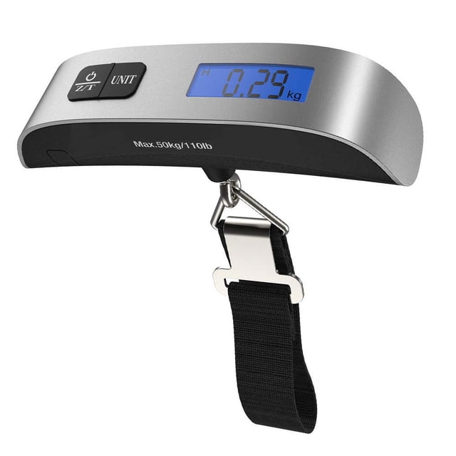 Báscula de equipaje colgante digital Zhivalor Portátil para viajes 110 libras con sensor de temperatura