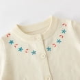thumbnail image 5 of ZHOGXU Big Kids Girls Cardigan Long Sleeve Knit Open Front Buttons Flower Print Warm Comfortable Sweater Top For Daily Wear Beige 7-8 Years, 5 of 6
