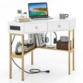 thumbnail image 1 of Costway Bureau d'Angle avec Station de Recharge Intégrée Tiroirs de Rangement et Étagères Ouvertes Bureau, 1 of 10