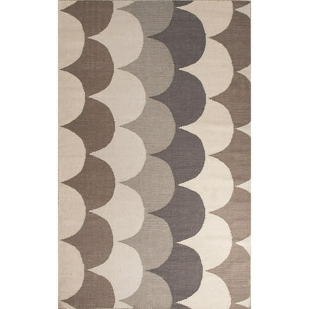 Christmas Concerts Bay Area 5' x 8' Desert Sand, Beaver Brown, Dark Gray and Bay Brown Ripple Flat Weave Wool Area Throw Rug ()