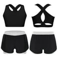 thumbnail image 3 of MSemis Kids Girls 2pcs Sports Set Keyhole Cross Back Tank Tops and Shorts Set For Yoga Gymnastics Dance White 6, 3 of 4