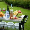thumbnail image 4 of BETISEF Three-Shelf Movable Outdoor Grill Cart Pizza Oven Stand, Multifunctional Kitchen Food Prep Table with Drawer ,Stainless Steel Dining Worktable Cooking Island on 4 Wheels & Seasoning Tray, 4 of 11