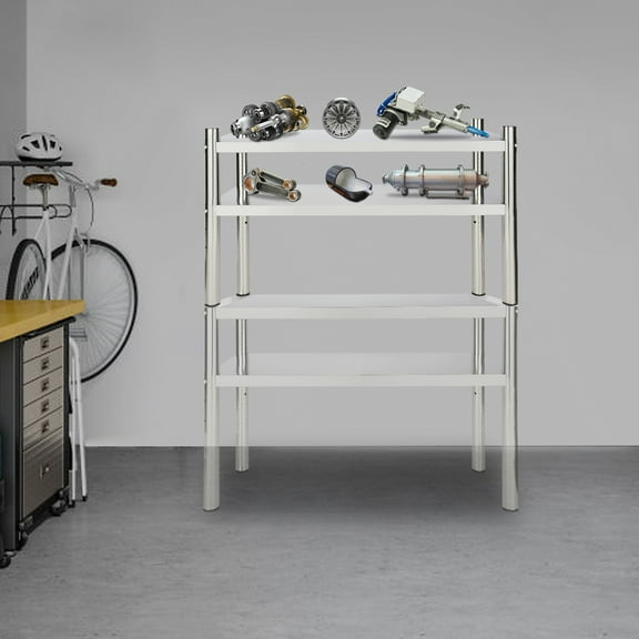 12*30in Floor Standing Stainless Steel Shelving 2 Tier Adjustable Shelf Storage Stainless Steel Heavy Duty Shelving