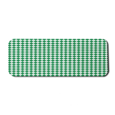 Abstract Geometry Computer Mouse Pad  Classical Concept of Diamond Shaped Items Argyle Inspired Details  Rectangle Non-Slip Rubber Mousepad Large  31  x 12  Gaming Size  Green and White  by Ambesonne