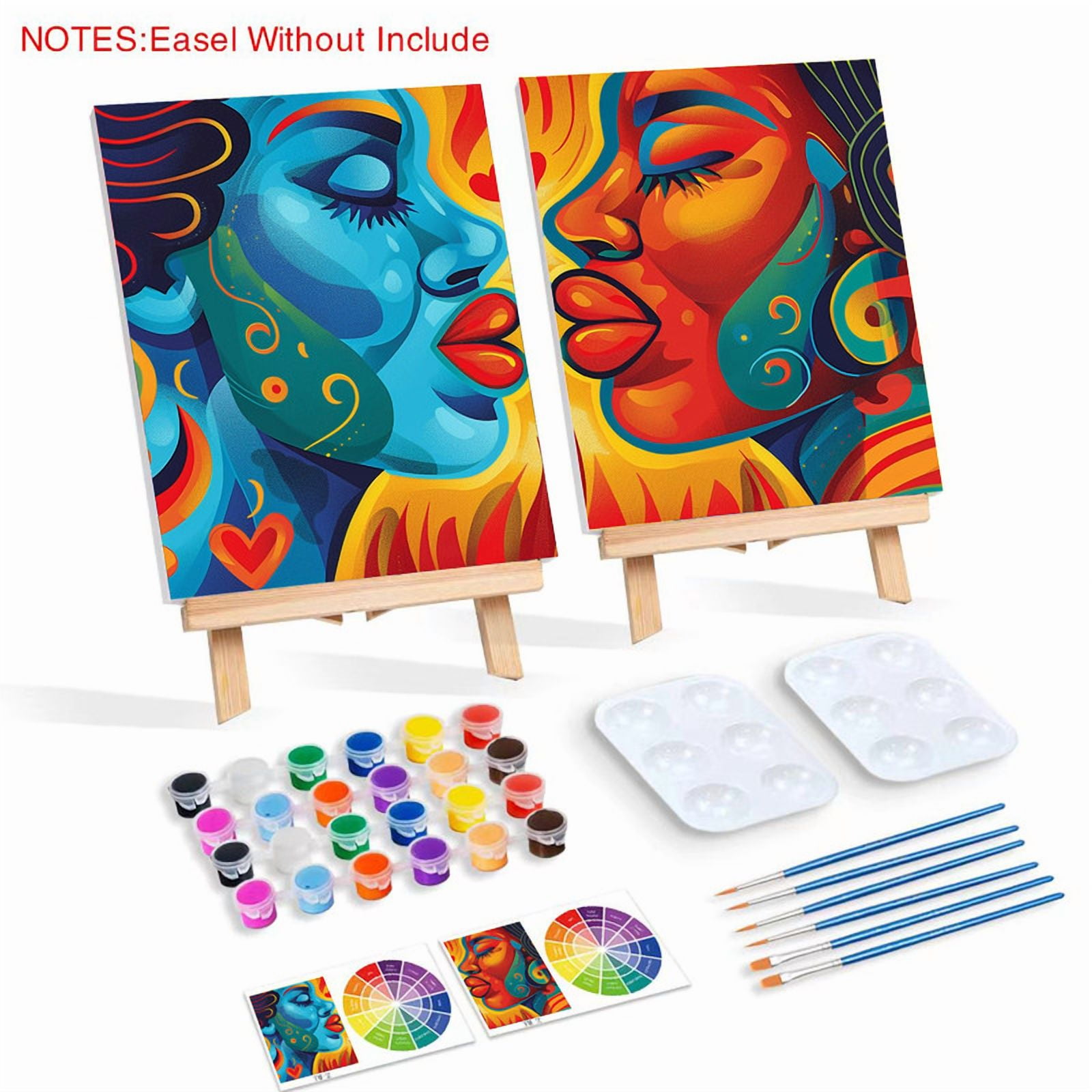 Paint and Sip Kit for Adults with Stand, 8x10 Inch Pre Drawn Stretched Canvas for Painting Your Partner Date Night Valentines Day