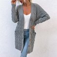 thumbnail image 1 of Chaqueta Punto para Mujer, Cárdigan Largo de Punto para Mujer, Poliéster , Bolsillo Frontal Abierto, Suéter Gris M Macarena Chaqueta de punto, 1 of 8