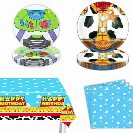 41Pcs Toy Inspired Story Birthday Party Supplies, 20 Plates, 20 Napkins and 1 Tablecover for Toy Inspired Story Party Decorations