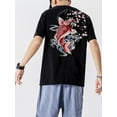 thumbnail image 3 of Niepce Inc Japanese Streetwear Red Fish Graphic Embroidery T-shirts (Men's), 3 of 7