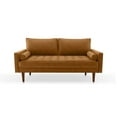 thumbnail image 2 of Pemberly Row 70" Square Arm Modern Velvet & Wood Sofa in Ginger Brown, 2 of 2