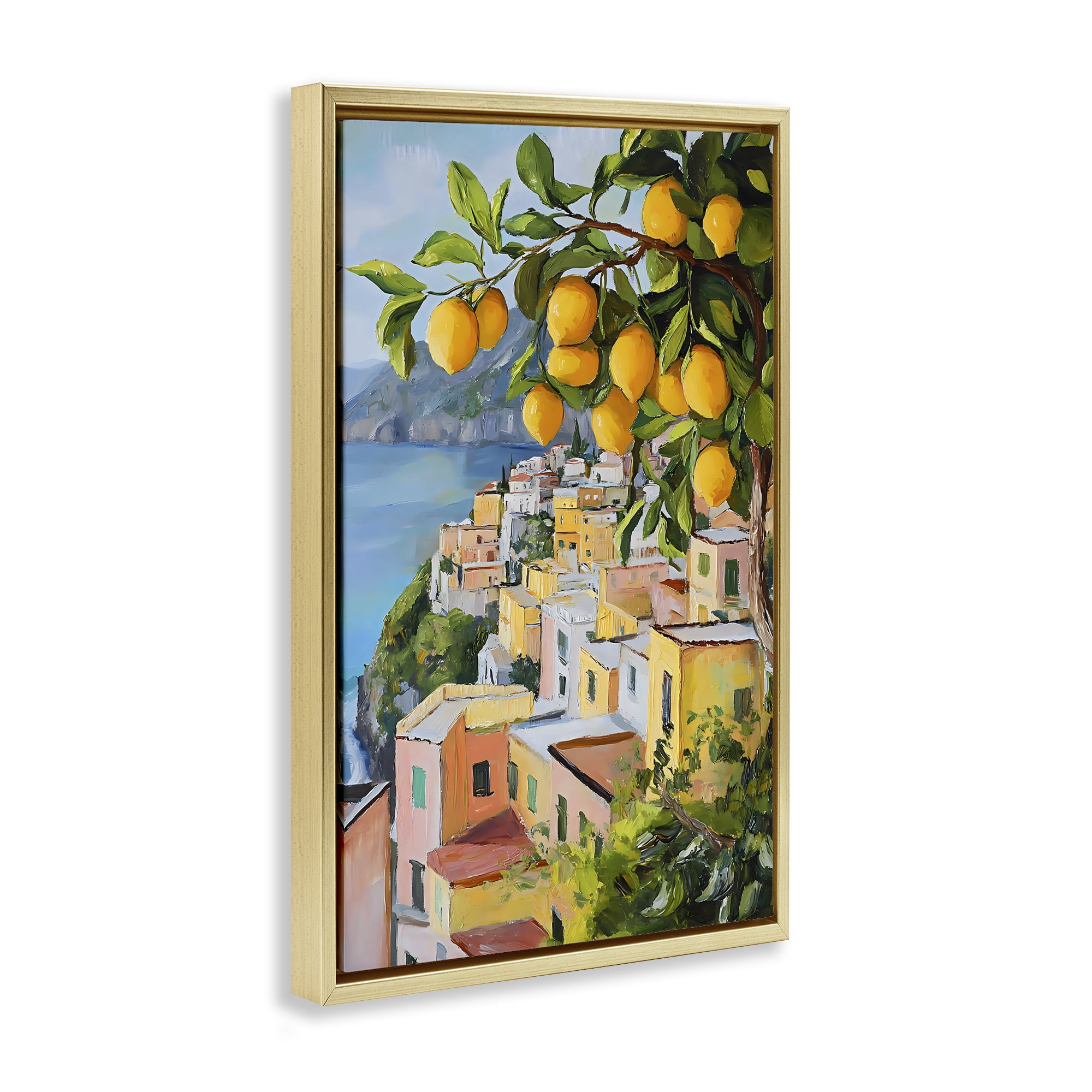 Stupell Industries Mediterranean Lemon Tree Scenery Gold Framed Floater Canvas Wall Art, design by Creative Studio