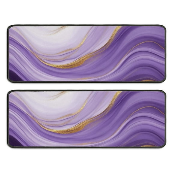 Kitchen Rugs Sets Of 2,Purple Gold Marble Pattern Anti Fatigue Kitchen Mat Rugs Non Slip Washable,Decorative Kitchen Floor Mats for Kitchen,Sink,Laundry,17"x47" 17"x47"