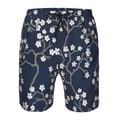 thumbnail image 4 of Kdxio Cherry Blossoms on Navy Background Pattern Mens Casual Shorts - Drawstring Summer Beach Sports Shorts for Men, 4 of 9