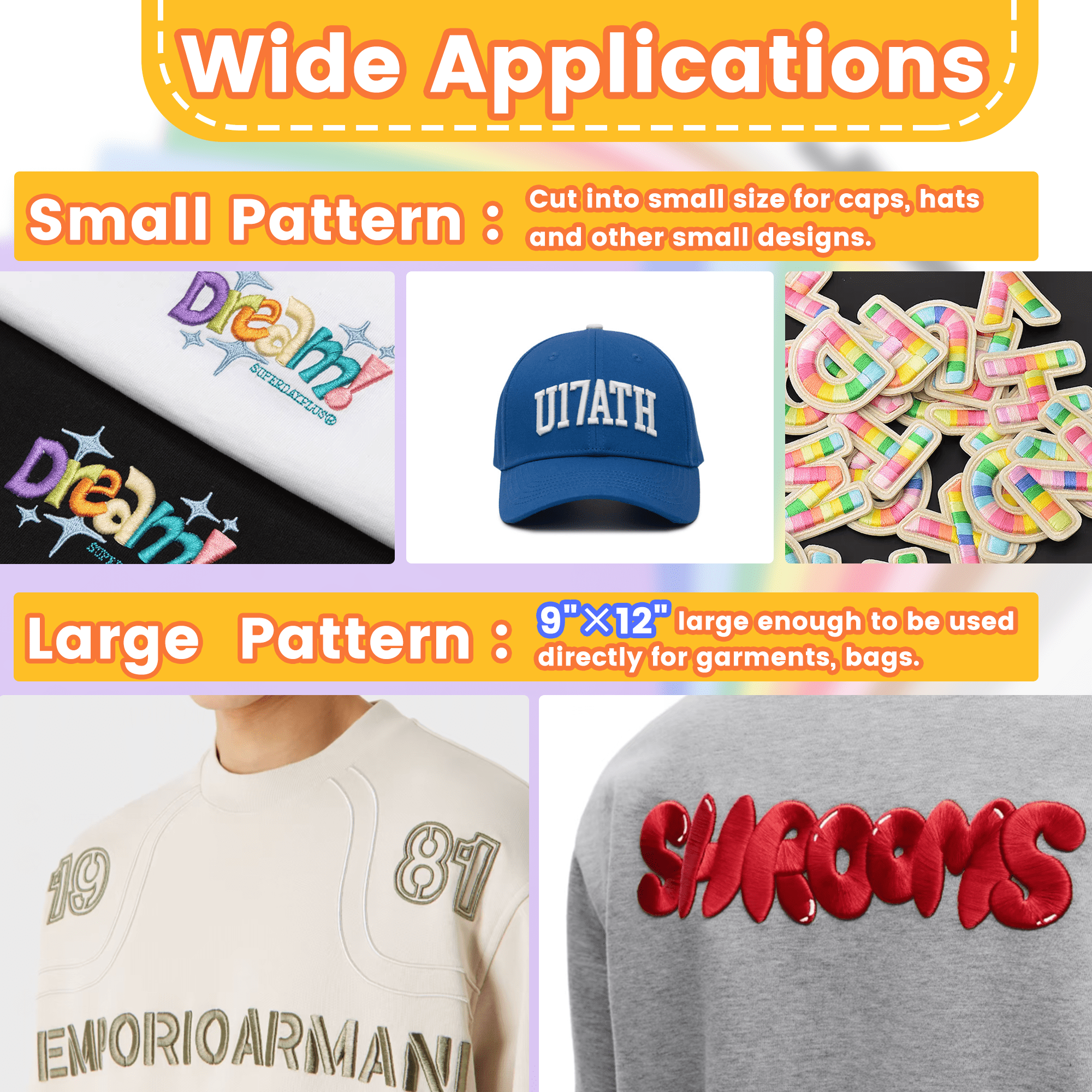 New brothread - 6 white | 6-Pack Embroidery Puff Foam Sheets 9"x12" | 3MM Thick for 3D Raised Embroidery on Hats, Apparel, Jackets, Bags & Accessories | Assorted Colors