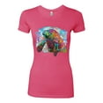 thumbnail image 2 of Wild Bobby Rainbow Painted Manatee Dean Russo Design Animal Lover Women Slim Fit Junior Tee, Hot Pink, Medium, 2 of 6
