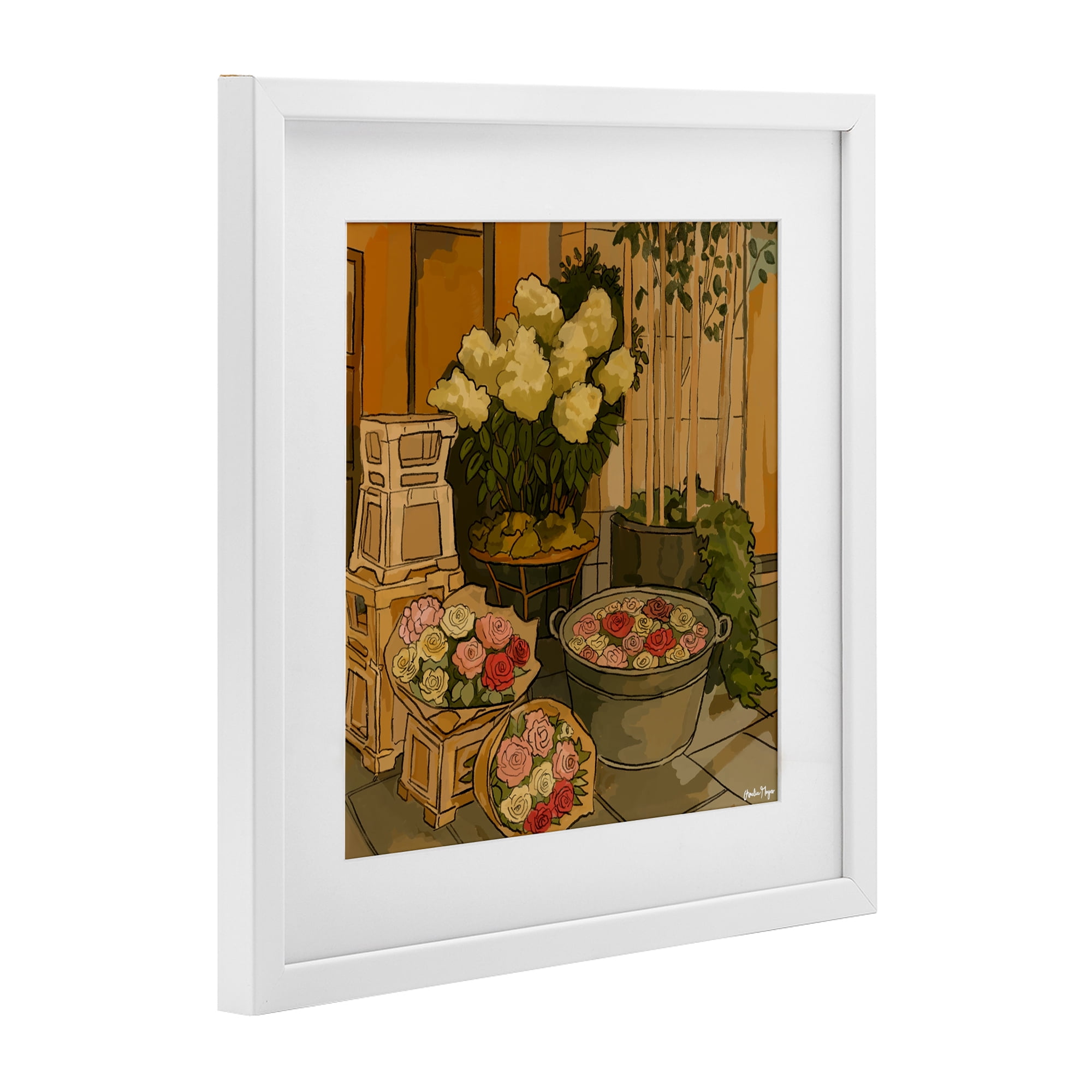 Stupell Industries London Town Flowers White Framed Print Under Glass, design by Amelia Noyes
