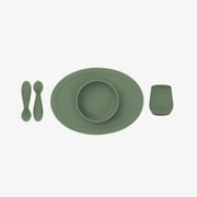 ezpz First Foods Set (Sage) - 100% Silicone Suction Bowl, 2oz Cup, Tiny Spoons - Designed by a Pediatric Feeding Specialist - 6 Months+