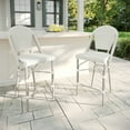thumbnail image 2 of Martha Stewart Set of 2 Indoor-Outdoor Stackable Bistro Counter Stools with Gray Woodgrain Aluminum Finish Frame, White/Gray Woven Rattan Back/Seat, 2 of 9