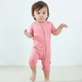 thumbnail image 5 of Avrnliq Pink Unisex Kids Zip-Up Romper Ultra-Soft Short Sleeve Tag-Free Diaper-Change Friendly Breathable Kids One-Piece for 0M-18M,Size 12 Months, 5 of 7