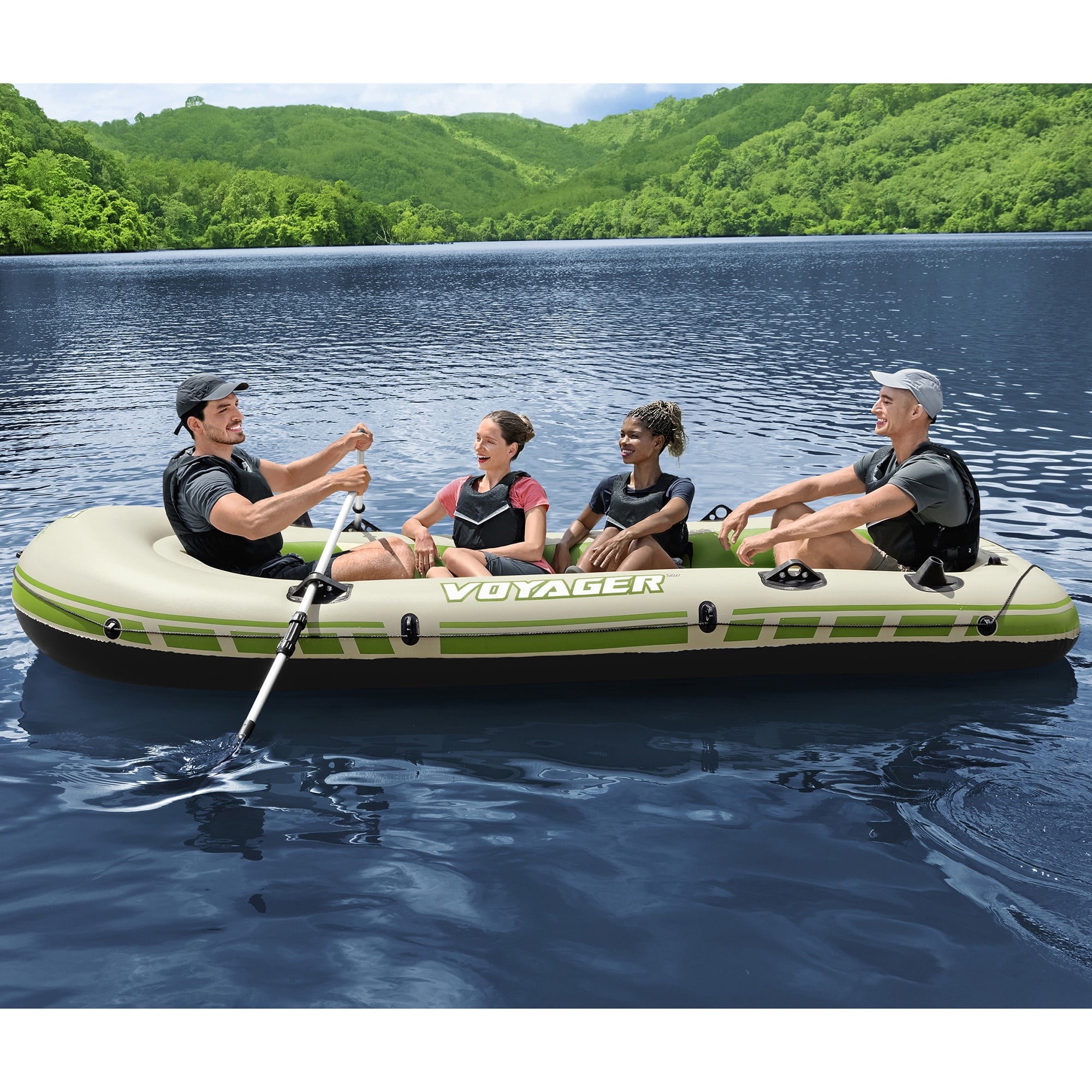 Hydro-Force Treck X3 Inflatable Raft Set, 3-Person, 137.8x57.09x19.29 Inches, Includes Oars & Pump