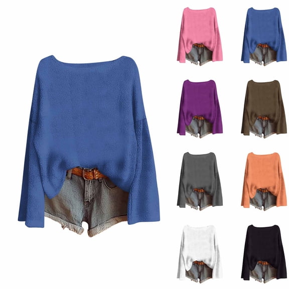 UQJfacai Girls Oversized Crewneck Sweaters Kids Fall Winter Long Sleeve Slouchy Chunky Knit Cute Pullover Jumper Tops 5-15 Years