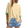 thumbnail image 5 of Rezuofi 1 Pcs Womens Oversized Tees Loose T Shirts Half Sleeve Crew Neck Color Block Cotton Tunic Tops, 5 of 9
