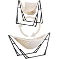 thumbnail image 2 of 2 in 1 Hammock with Stand, Outdoor Hammock Swing Chair with Portable Heavy Duty Stand, Multi-Functional Hammock Stand 480 lbs Weight Capacit-White, 2 of 18