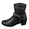 thumbnail image 4 of asdoklhq Womens Casual Shoes,Women Shoes Breathable Chunky High Heels Retro Zipper Short Boots, 4 of 5