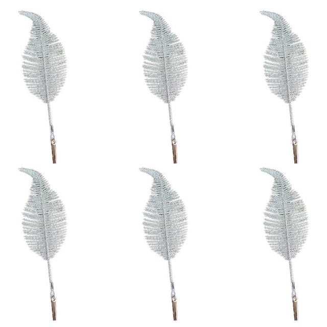 Yuarrent Abrazadera de hojas de brillo de simulación de Navidad, 6 uds., decoración de Navidad, pluma de plástico de simulación para vacaciones, bodas Kits de decoración para fiestas Numero 3 Yuarrent HA045229-03