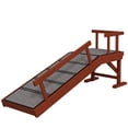 thumbnail image 1 of CoSoTower Wooden Dog Ramp for Large Dogs, 49" Long, with Non-slip Rug, Removable Guardrails for Couch, Bed, Brown, 1 of 6