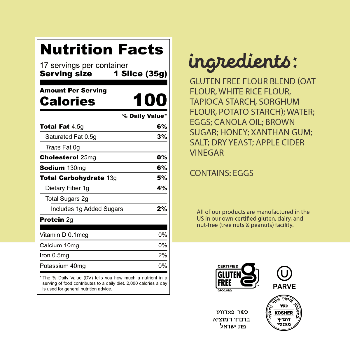 Katz Gluten Free Oat Bread |Gluten Free, Dairy Free, Nut Free, Soy Free, Kosher | (6 Pack, 21.0 Ounce Each)