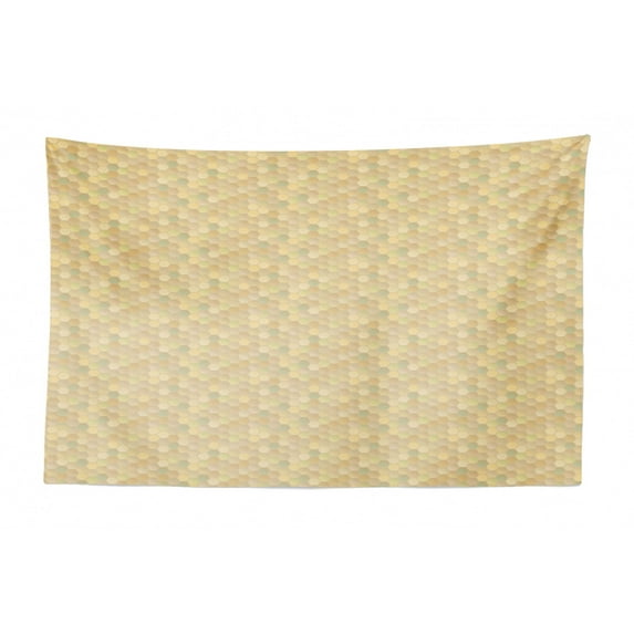 Neutral Color Tapestry, Geometric Tile Like Pattern with Crossing Style Brick Stones Motif Print, Fabric Wall Hanging Decor for Bedroom Living Room Dorm, 2 Sizes, Beige and Ecru, by Ambesonne