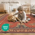 thumbnail image 4 of ODIKA 8'x10' Warm Terracotta Geometric Medallion Washable Area Rug Intricate Symmetrical Pattern with Borders for King Size Bedroom Under Bed, Master Suite, Non-Shedding, Easy Care, 4 of 7