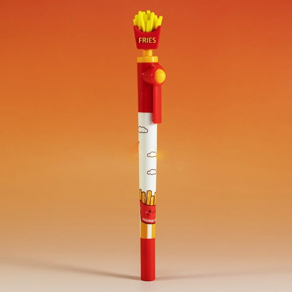Denhf 1Pc Cartoon Gel Pens, Cute Fun Food Black Ink Pens, Novelty Smooth Writing Pens for Drawing, Journaling, and Note Taking, Kawaii Pens, Office Stationery Supplies, French Fries, Red
