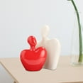 thumbnail image 3 of Esculturas de parejas, artesanías, adorno de personaje cariñoso, figurita de pareja de ceráca para oficina, comedor, escritorio, boda Blanco y rojo Gloria Pareja estatua, 3 of 9