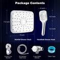 thumbnail image 6 of 8/9/10 inch Shower Head and Handheld Combo, High Pressure Dual Rainfall Shower Head 3-5 Shower Modes, Shower Head Set with 3-way Water Diverter&Suction Cup Holder&60inch Hose, White/Sliver/Black, 6 of 9