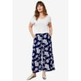 thumbnail image 4 of ellos Women's Plus Size Wide-Leg Crop Pants - 18, Navy Floral, 4 of 4