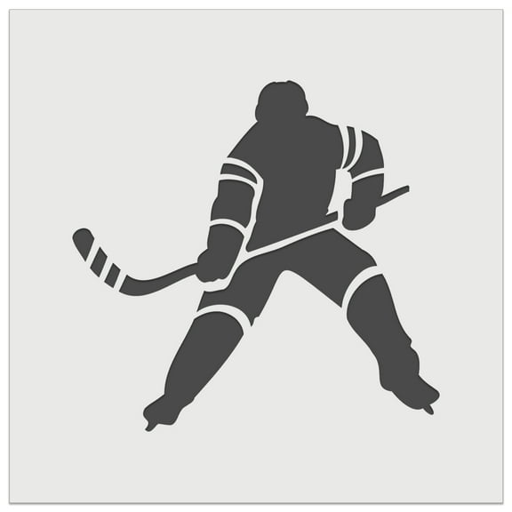 Hockey Player Holding Hockey Stick DIY Cookie Wall Craft Stencil - 5.5 Inch