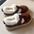 thumbnail image 6 of Fleece Lined Casual Shoes for Girls Kids Waterproof Non Slip Winter Warm Loafers Wide Toe Box Slip On Dress Shoes Brown Size 9 Toddler, 6 of 6