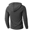 thumbnail image 5 of Men's Solid Color Stand Collar Quarter-Zip Hoodie, Casual Pullover Sweatshirt with Button Placket, Loose Fit Big & Tall Activewear, Fall Spring Gym Workout,Dark Gray,L, 5 of 6