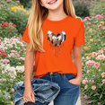 thumbnail image 2 of FamilyThread Kids Girls Short Sleeve Solid Summer Tops Fashionable Short Sleeve Hallow Heart Graphics T-Shirt Casual Daily Shirt For 2-12Y, 2 of 3