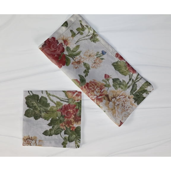Cotton Geraniums and Azaleas Floral Mix Napkins 18"X18"