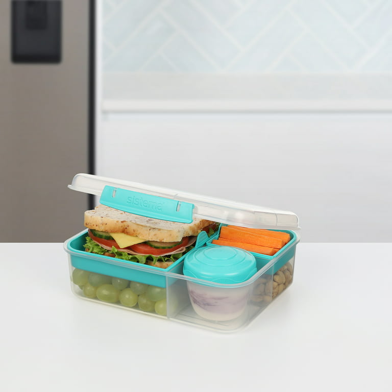 Sistema To Go, 1.65L/6.9 Cups, 1 Pack, Plastic Rectangular Bento Lunch with  Yogurt Pot, Teal