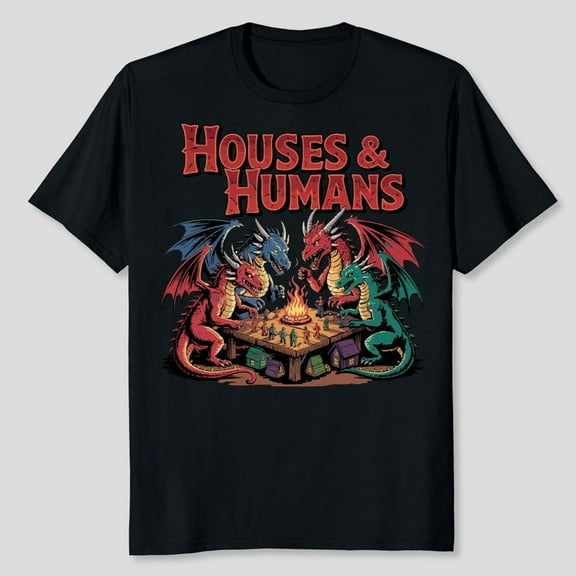 Houses & Humans Dungeons And Dragons Game Men's And Women's Graphic Tee 100% Cotton by TBun, Full Sizes S-5XL